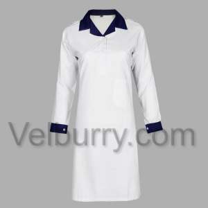 BLue Cuff and Collar, White Uniform for Girl's