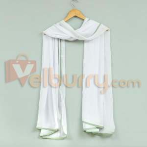 White Shafoon Dupatta With Green Border For Girls